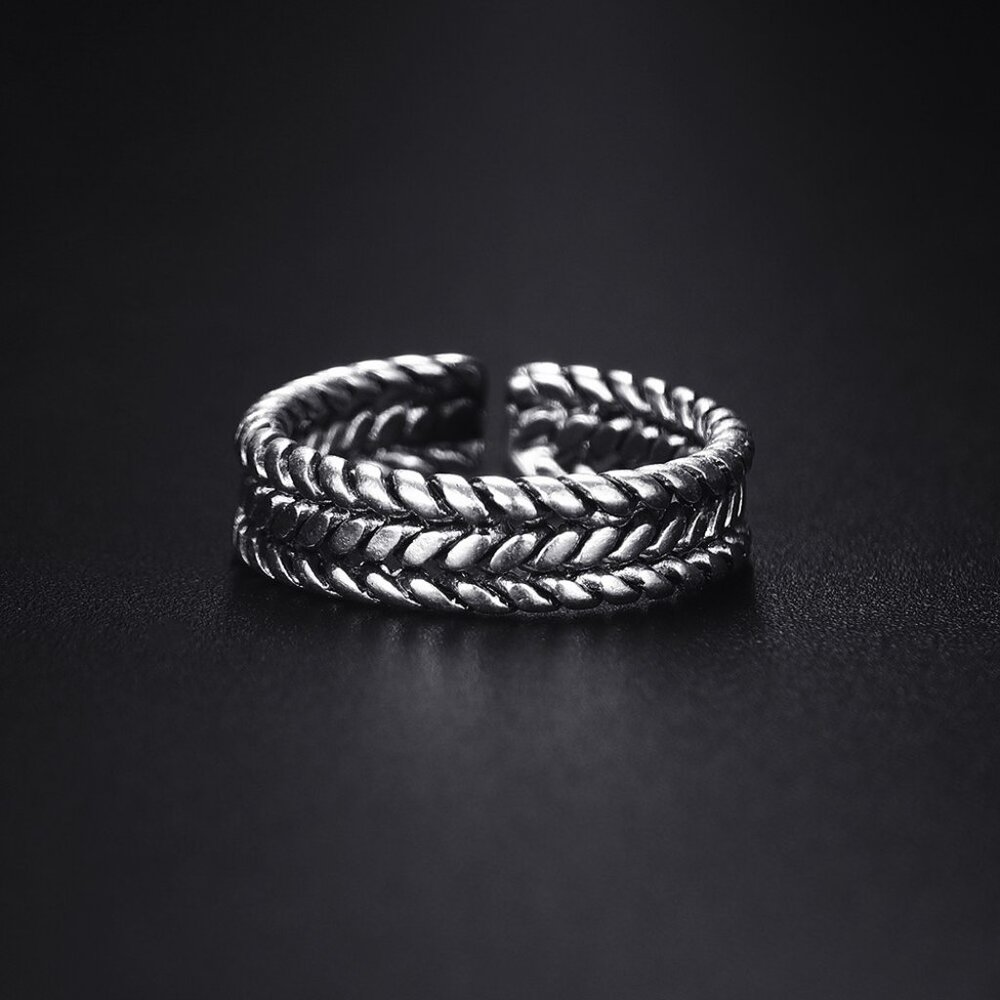 Trendy Vintage Knot Shape Antique Silver Plated Resizable Ring for Woman, K534 - Picture 2 of 3